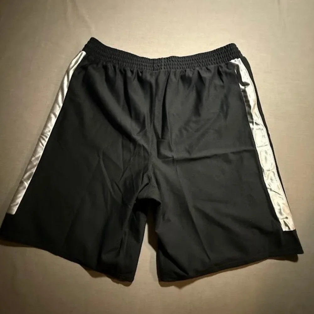 Vintage Nike Men's Black Shorts W/ Silver Stripe Gym Basketball‎ Workout 36X11.
